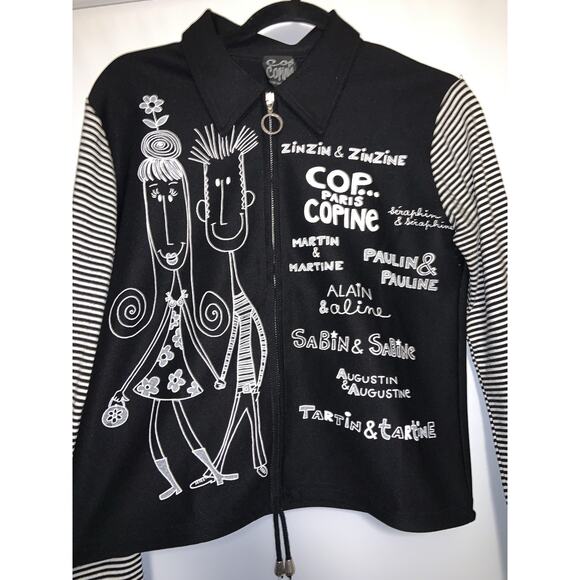 Cop Copine Vintage Jacket Black And White Striped Women’s Size Small / Medium? - Picture 1 of 13